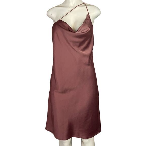 Shein One Shoulder Open Back Solid Dress Dusty Pink Size 6 Medium - Picture 1 of 13